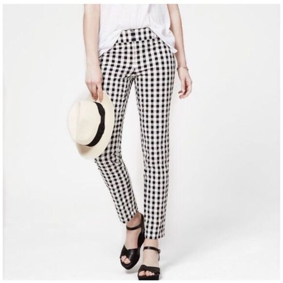 Ann Taylor Pants - Ann Taylor, Zoe cropped gingham cotton crop pants, size 10